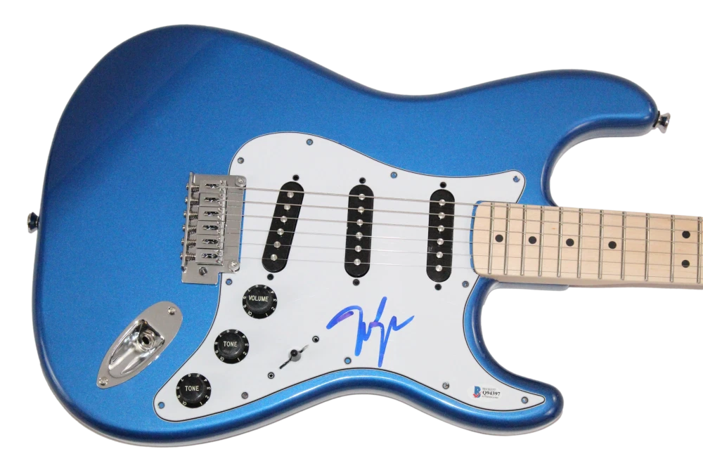 Justin Moore Signed Autograph Full Size Blue Electric Guitar w/ Beckett COA