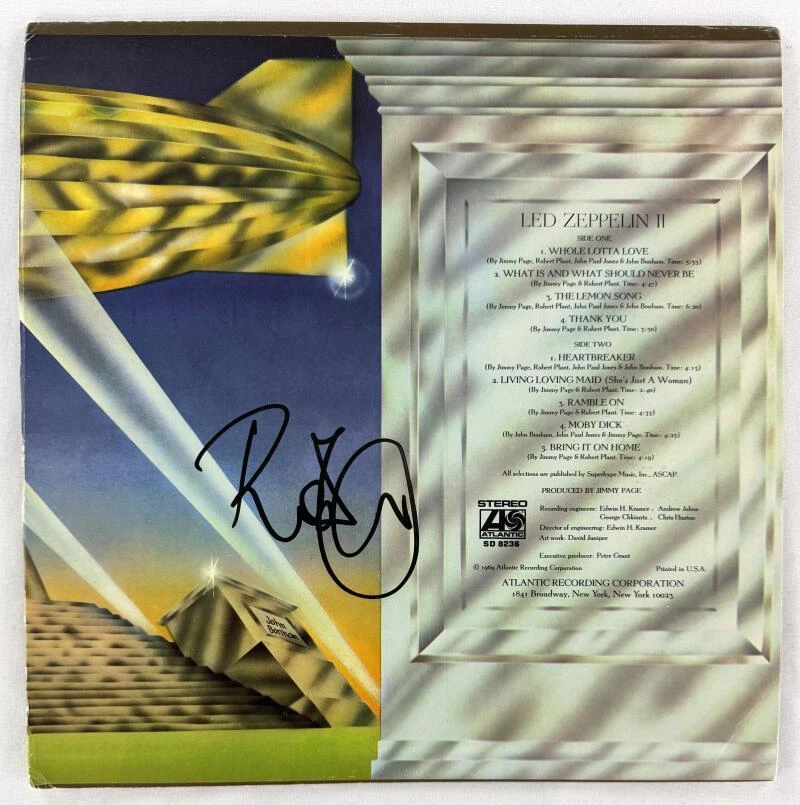 Robert Plant Led Zeppelin Signed Autograph Album Vinyl Record Sleeve w/ JSA COA
