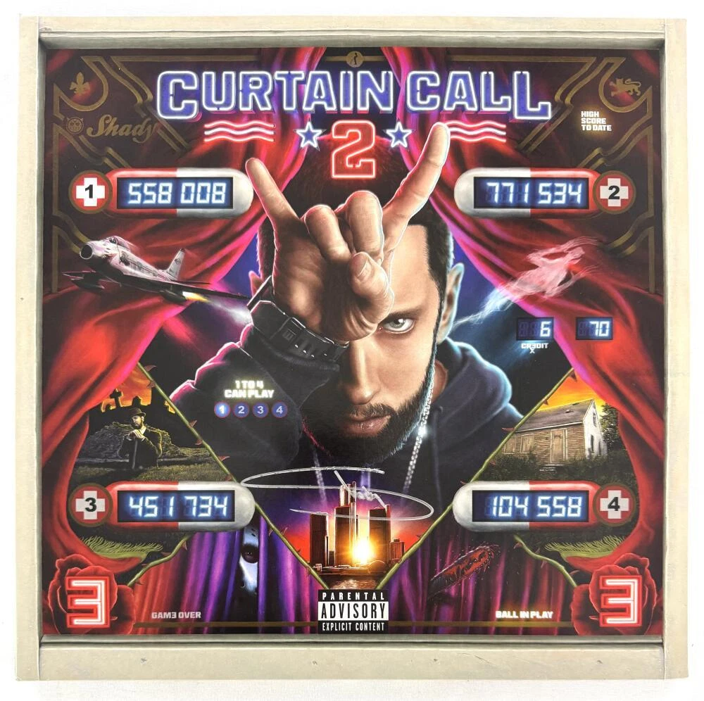 Eminem Slim Shady Signed Autograph Album Vinyl Record LP Curtain Call 2 JSA COA