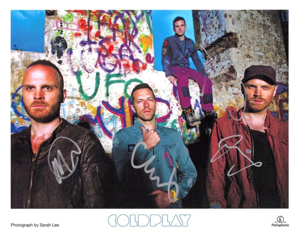 Coldplay Full Band Signed Autograph 8x10 Photo - Chris Martin Guy Will Jonny JSA