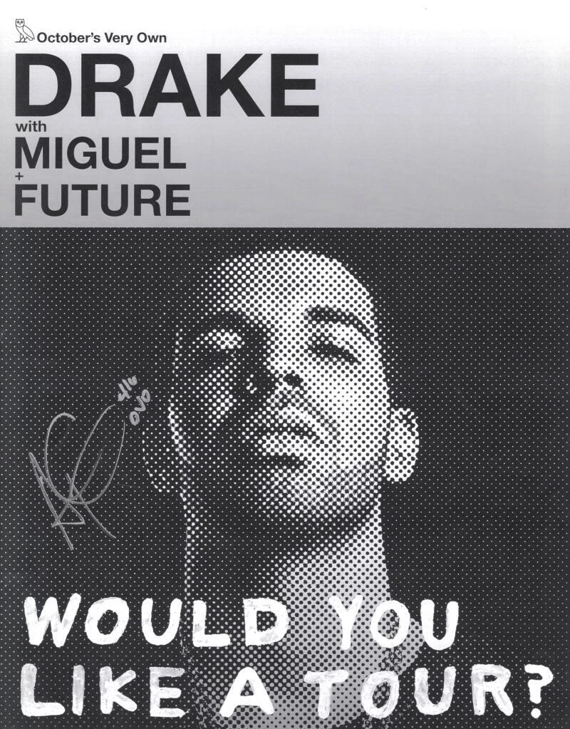 Drake Aubrey Graham Signed Autograph 11x14 Tour Poster Photo w/ JSA COA