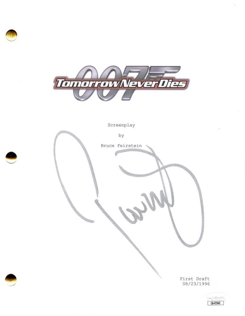 Pierce Brosnan Signed Autograph James Bond Tomorrow Never Dies Script w/ JSA COA
