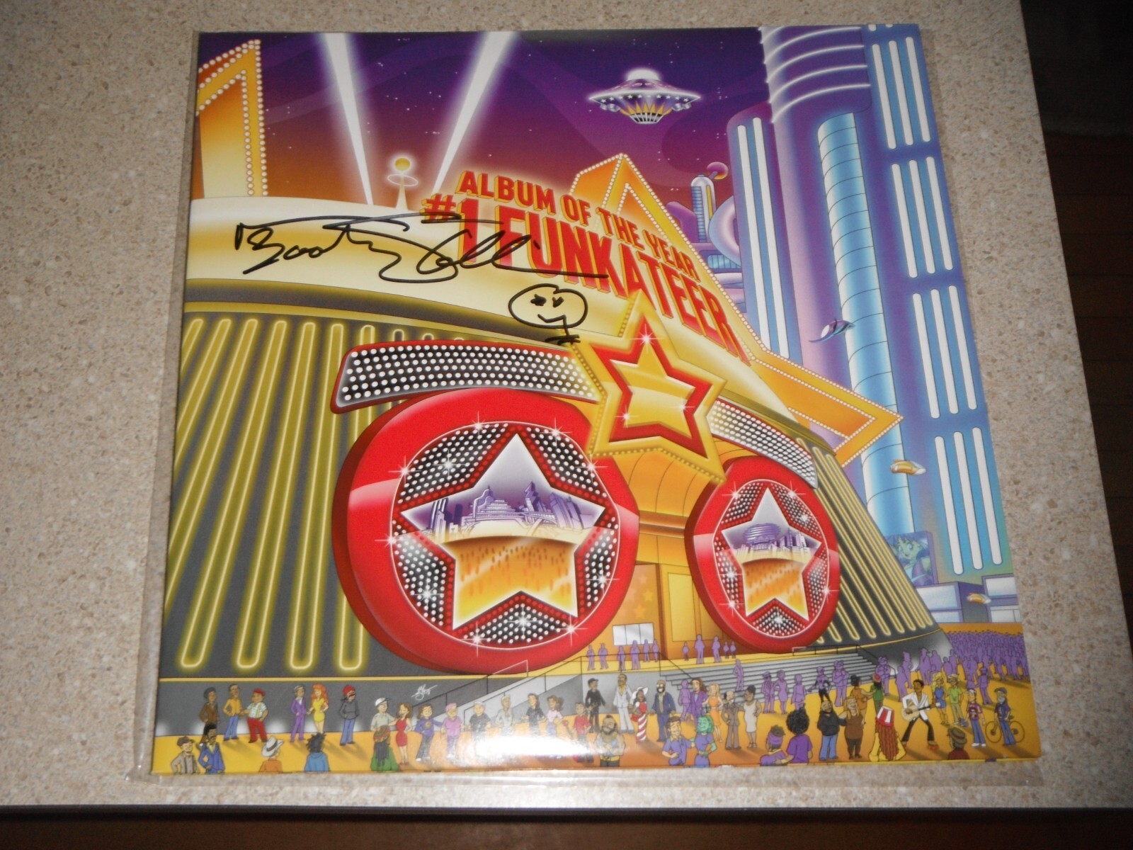 BOOTSY COLLINS SIGNED ALUBUM OF THE YEAR #1 FUNKATEER VINYL ALBUM *RED VINYL*