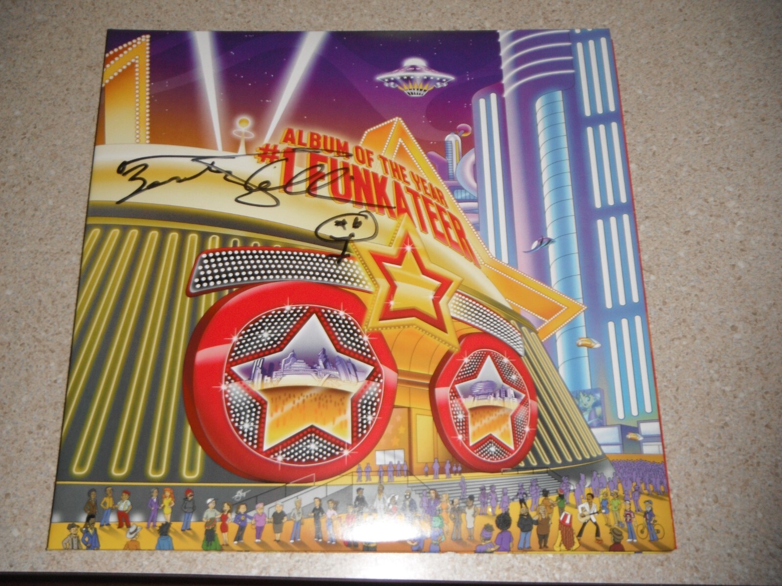 BOOTSY COLLINS SIGNED ALBUM OF THE YEAR #1 FUNKATEER VINYL ALBUM YELLOW VINYL