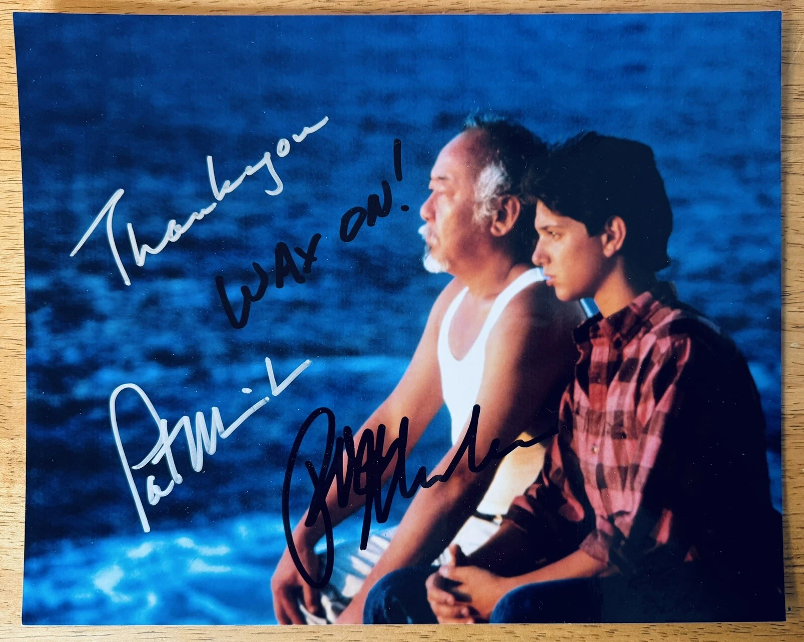 Pat Morita & Ralph Macchio Signed Autographed Karate Kid 8x10 Photo JSA Letter