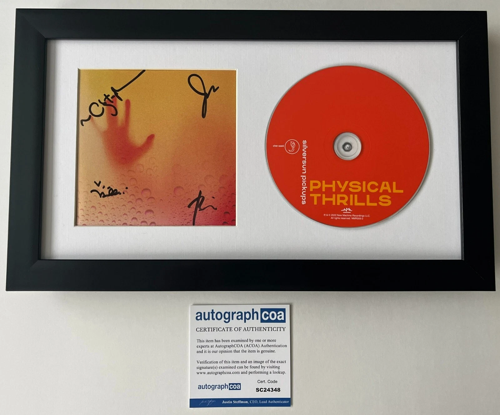 SILVERSUN PICKUPS SIGNED PHYSICAL THRILLS FRAMED & MATTED CD AUTOGRAPH COA ACOA