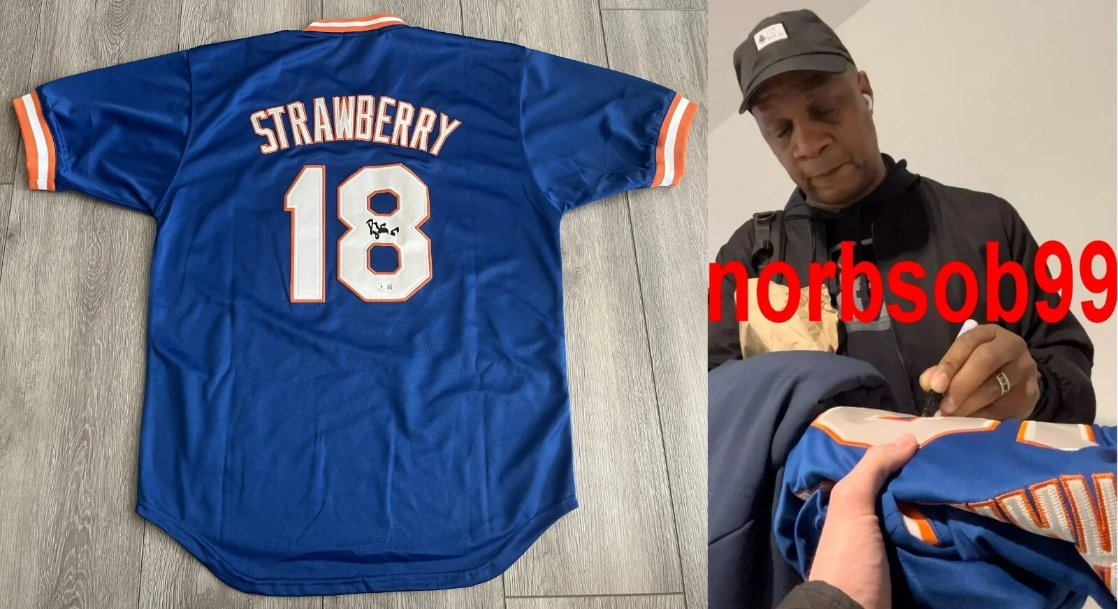 DARRYL STRAWBERRY SIGNED NEW YORK METS JERSEY w/EXACT PROOF & BECKETT BAS COA