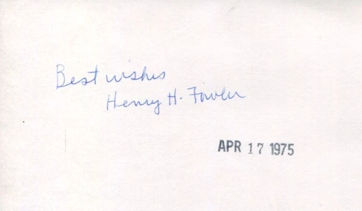 Henry H. Fowler US Secretary of Treasury Office of Defense Mobi Signed Autograph