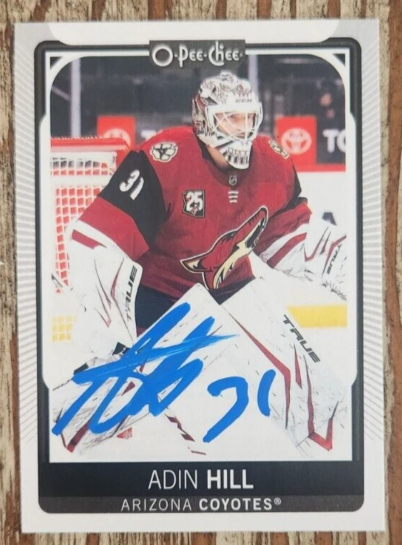Adin Hill Signed 2021-22 O-Pee-Chee Hockey Card #51 Arizona Coyotes Knights 1