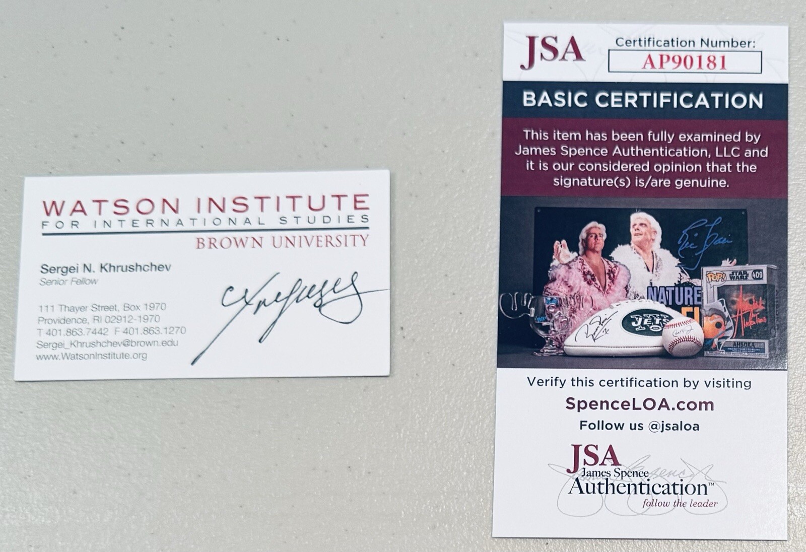 Sergei Khrushchev Signed Autographed Business Card JSA Cert Son Of Nikita