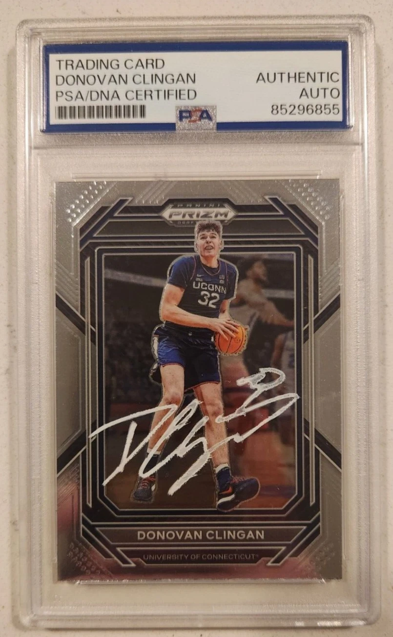 Donovan Clingan Signed 2023 Panini Prizm Draft Picks Card w/ PSA/DNA COA Slab RC