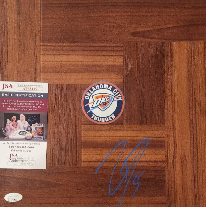 LUGUENTZ DORT SIGNED FLOORBOARD W/ JSA COA #AT63449 OKC OKLAHOMA CITY THUNDER LU COLLECTIBLE MEMORABILIA