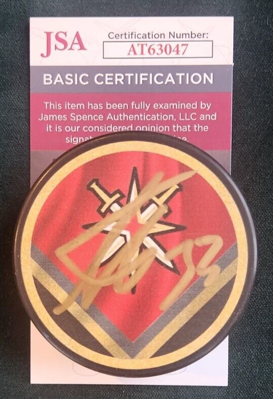 Adin Hill Signed Reverse Retro Puck w/ JSA COA #AT63047 Vegas Golden Knights