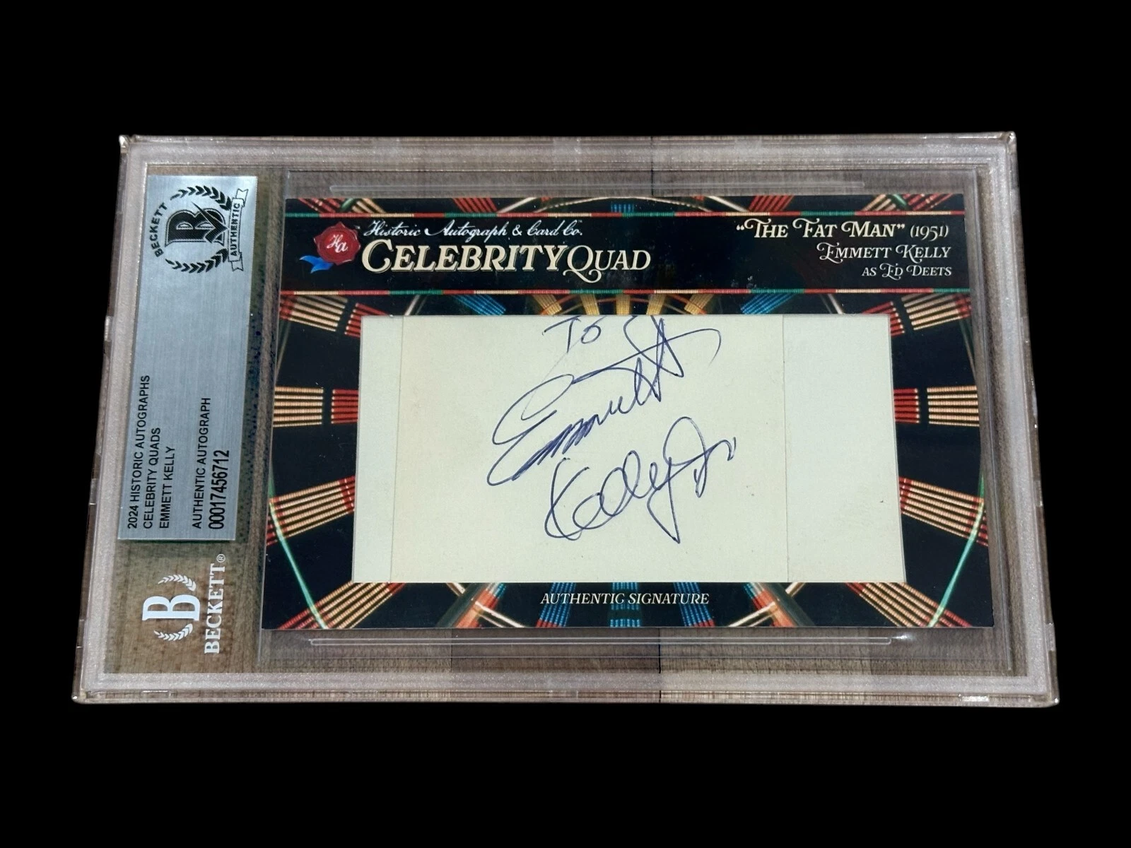 Emmett Kelly Jr Famous Clown Weary Willie Signed Autograph Beckett BAS Slab