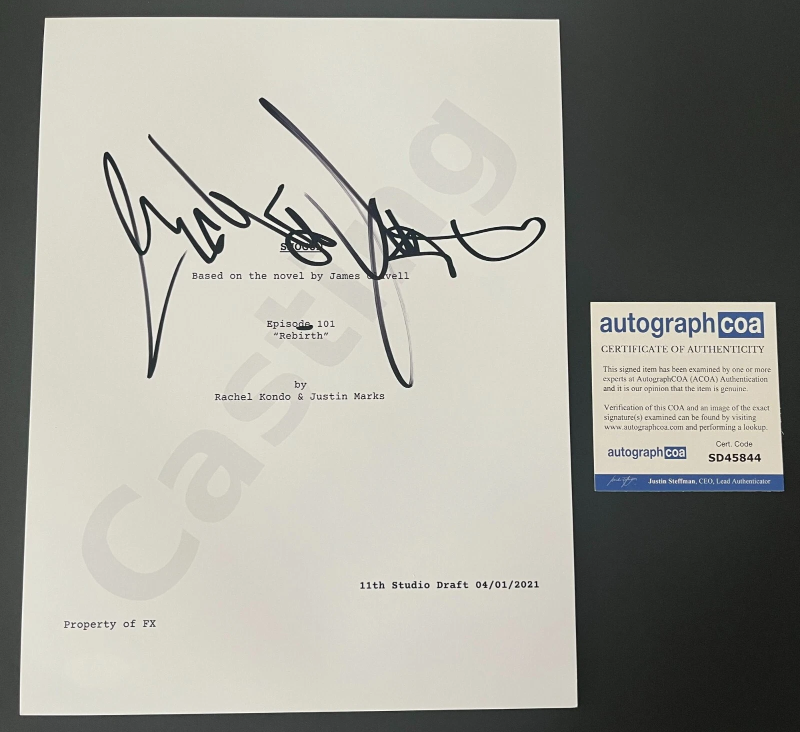 HIROYUKI SANADA SIGNED SHOGUN FULL PILOT SCRIPT w/PROOF & AUTOGRAPH COA ACOA