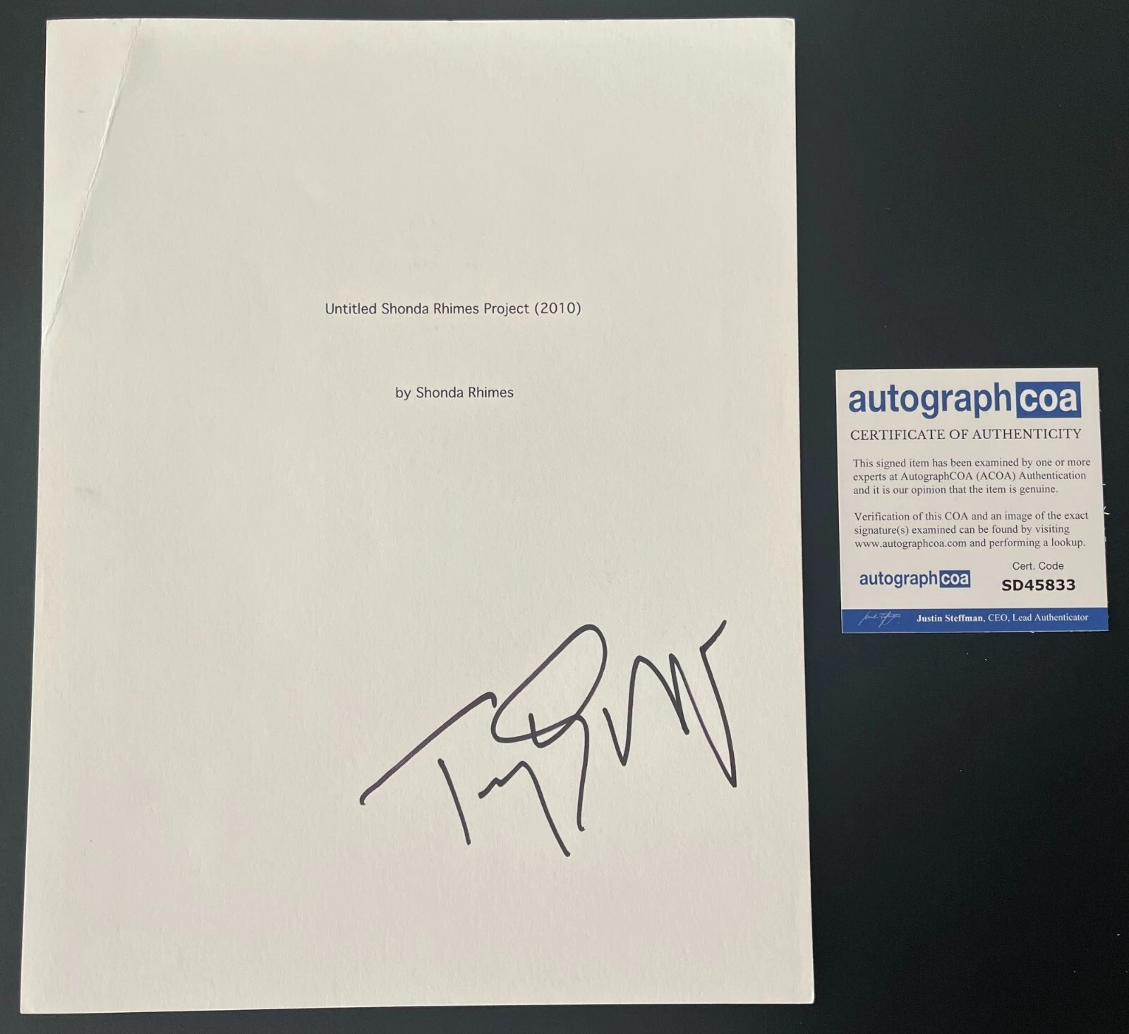 TONY GOLDWYN SIGNED SCANDAL FULL PILOT SCRIPT w/EXACT PROOF & AUTOGRAPH COA ACOA