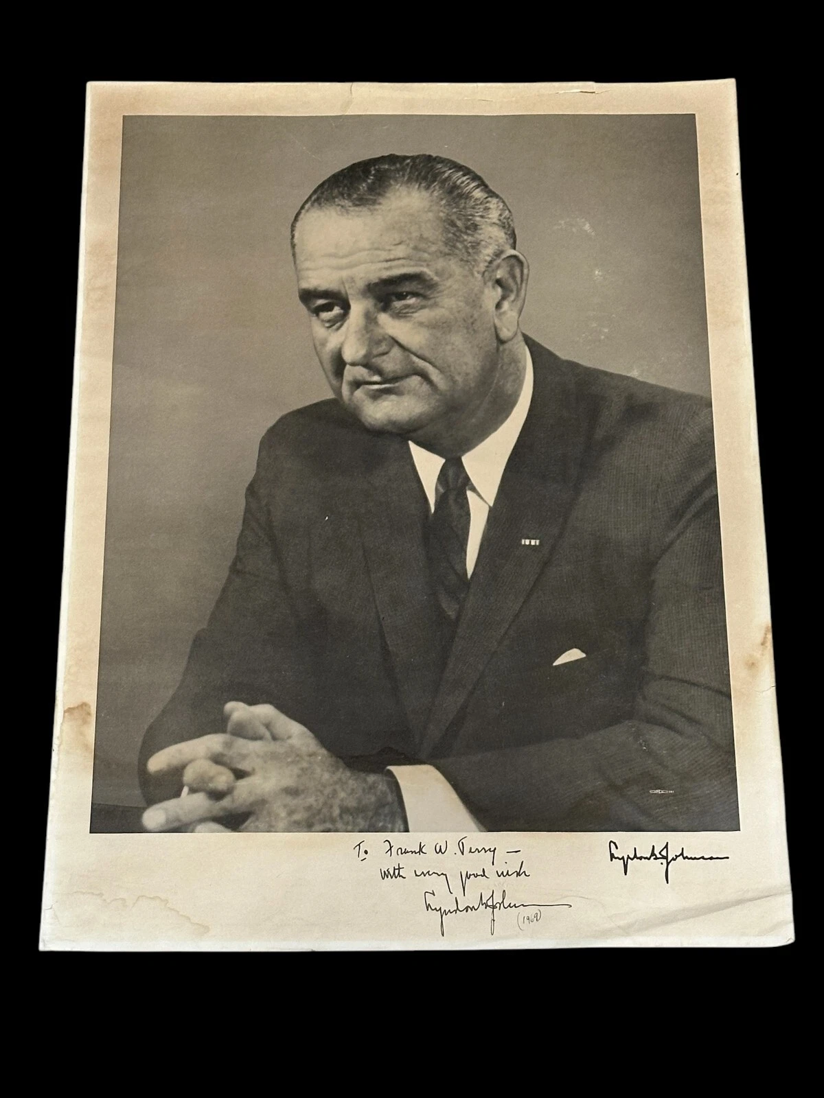 Lyndon B Johnson LBJ US President Signed Autograph Huge 23x17 Photo Beckett BAS