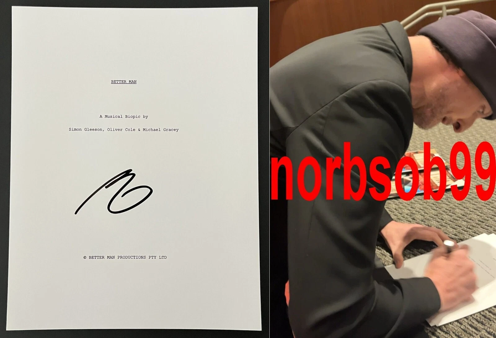 MICHAEL GRACEY SIGNED AUTOGRAPH BETTER MAN 110 PAGE SCRIPT w/EXACT VIDEO PROOF