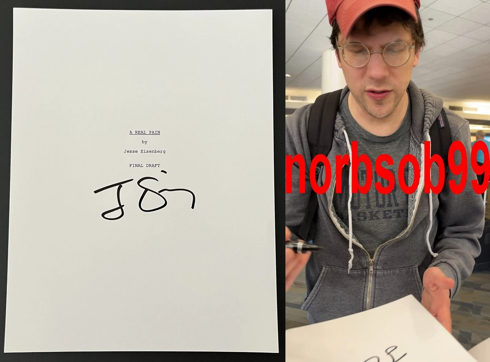 JESSE EISENBERG SIGNED AUTOGRAPH A REAL PAIN 101 PAGE SCRIPT w/EXACT VIDEO PROOF