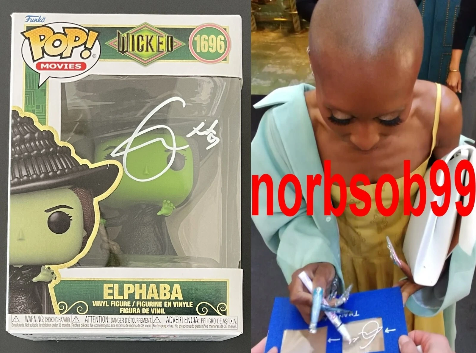 CYNTHIA ERIVO SIGNED WICKED ELPHABA FUNKO 1696 w/EXACT VIDEO PROOF & BECKETT COA
