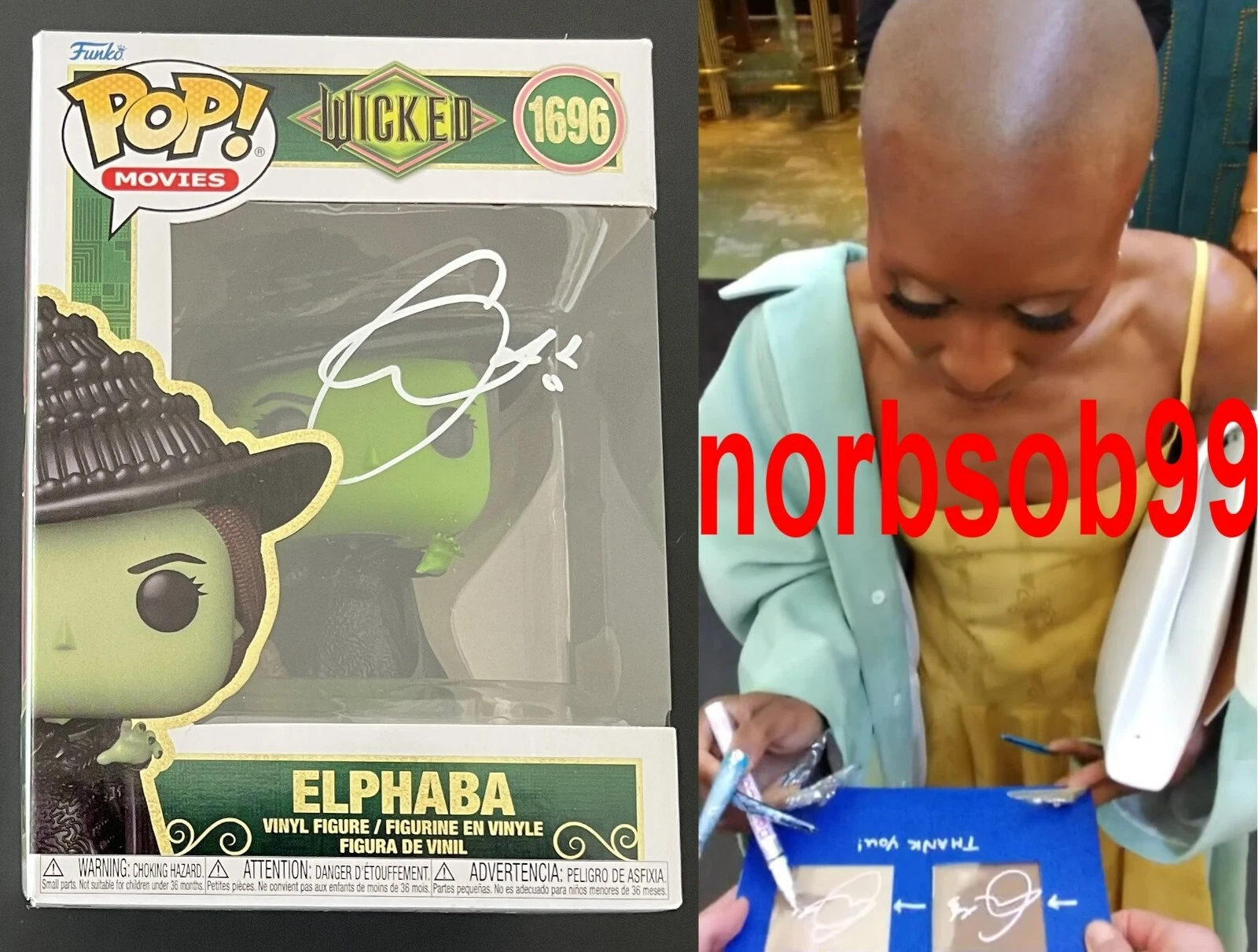 CYNTHIA ERIVO SIGNED ELPHABA WICKED FUNKO 1696 w/EXACT VIDEO PROOF & BECKETT COA