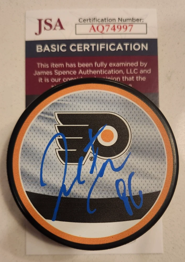 Joel Farabee Signed Reverse Retro Puck w/ JSA COA #AQ74997 Philadelphia Flyers