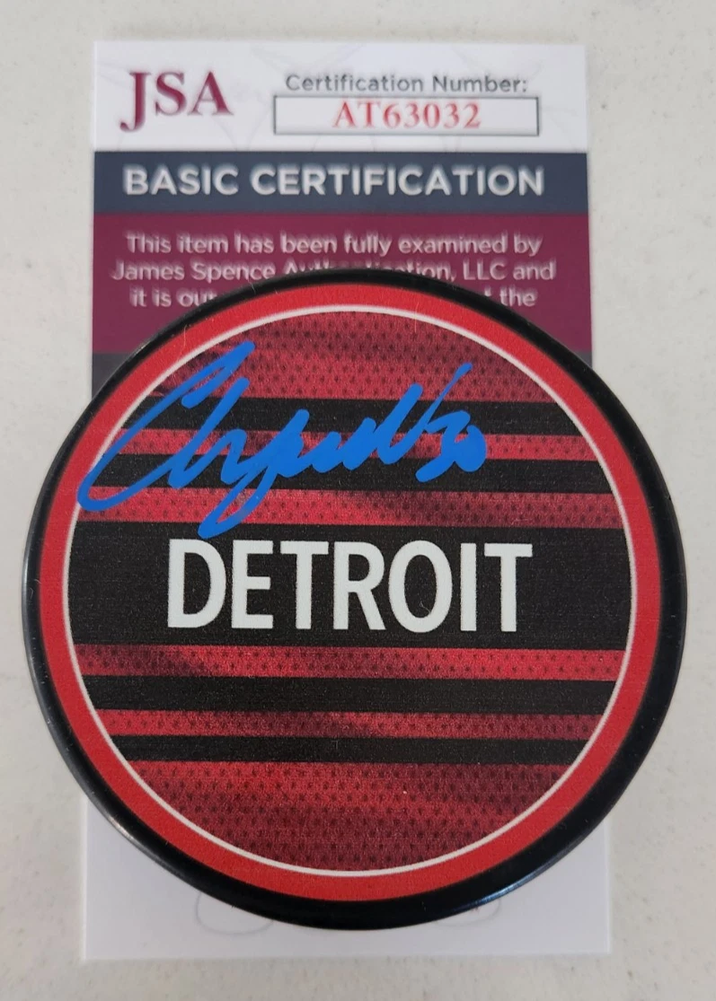 Chris Osgood Signed Reverse Retro Puck w/ JSA COA #AT63032 Detroit Red Wings