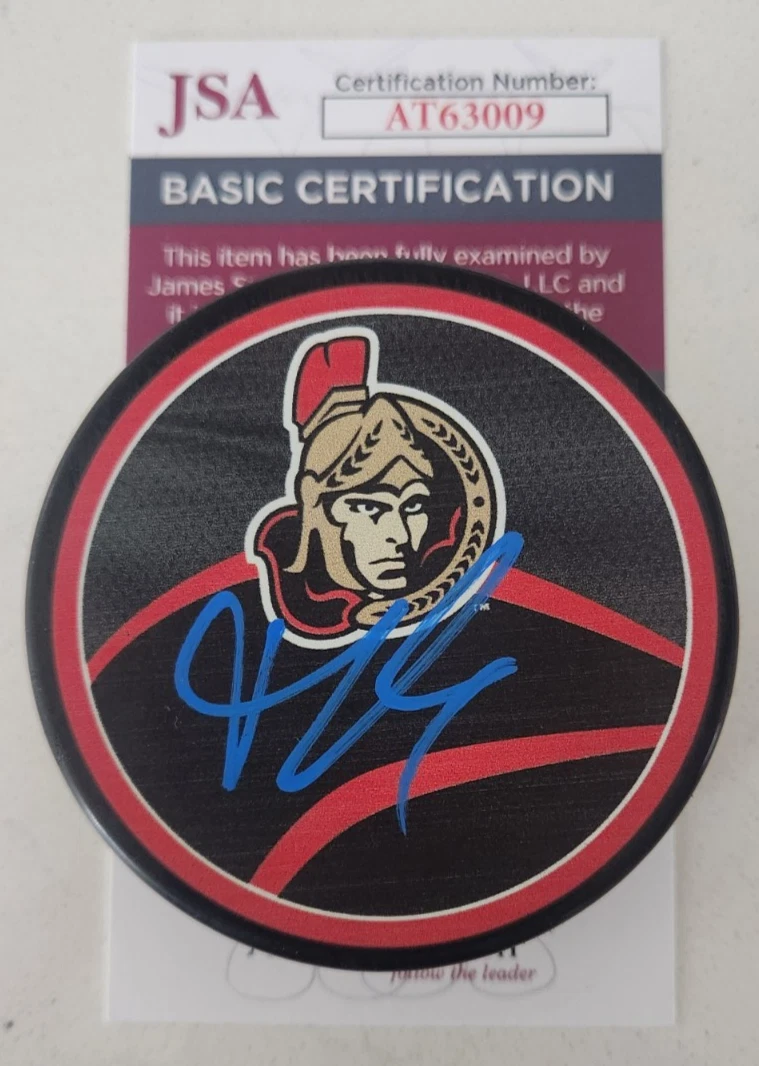 Brady Tkachuk Signed Reverse Retro Puck w/ JSA COA #AT63009 Ottawa Senators