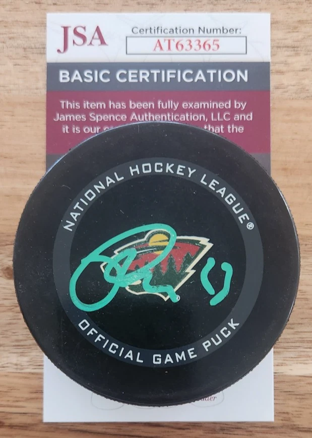 Marco Rossi Signed Official NHL Game Puck w/ JSA COA #AT63365 Minnesota Wild