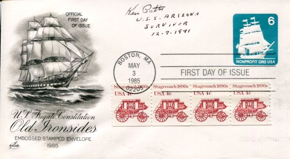 Ken Potts USS Arizona Pearl Harbor Survivor WWII War Rare Signed Autograph FDC
