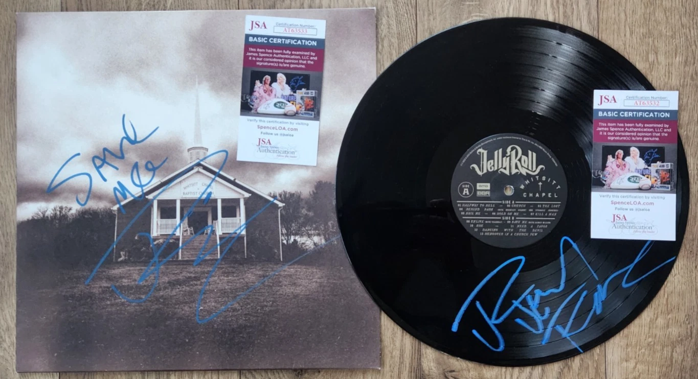 Jelly Roll Twice Signed Whitsitt Chapel Album + Record w/ JSA COA 