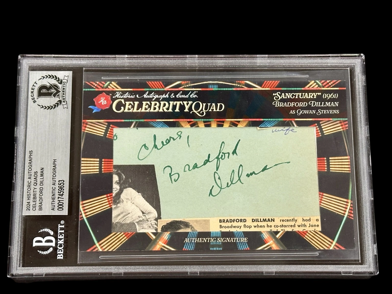 Bradford Dillman Escape from the Planet of Apes Signed Autograph BAS Beckett