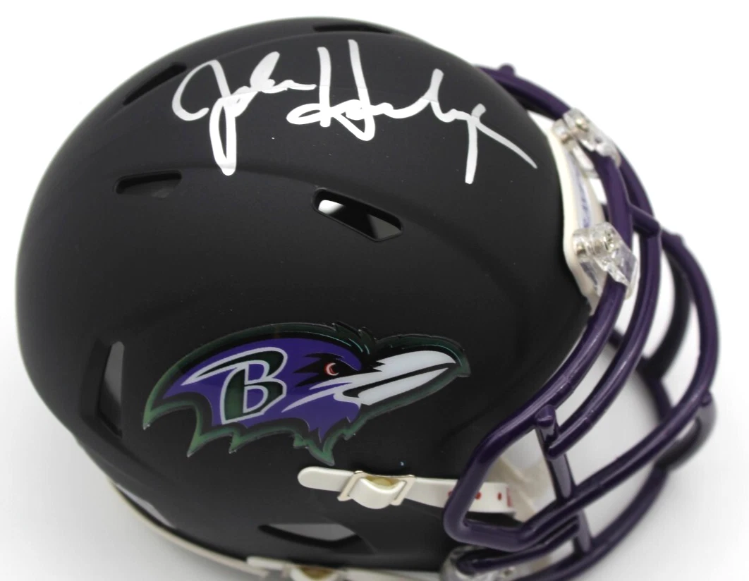 John Harbaugh Baltimore Ravens Signed Mini Football Helmet w/Beckett BR32629