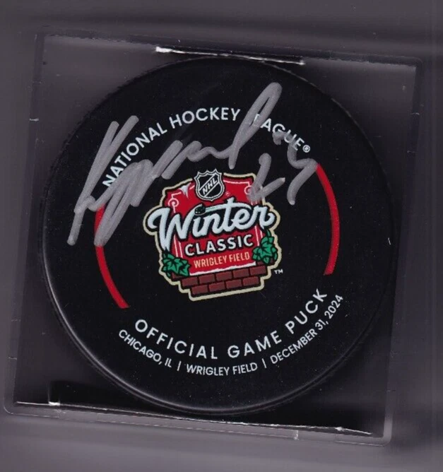 PHILIPP KURASHEV signed CHICAGO BLACKHAWKS 24 WINTER CLASSIC official game puck