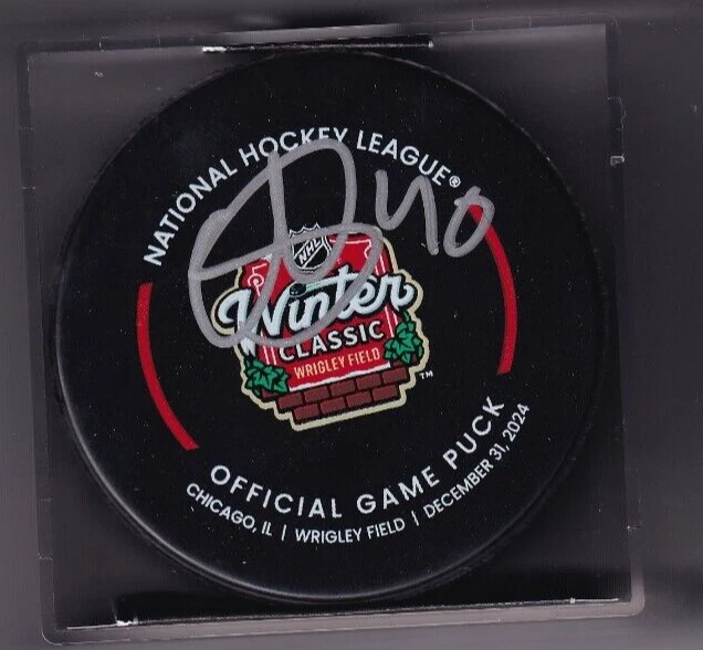ARVID SODERBLOM signed CHICAGO BLACKHAWKS 2024 WINTER CLASSIC official game puck
