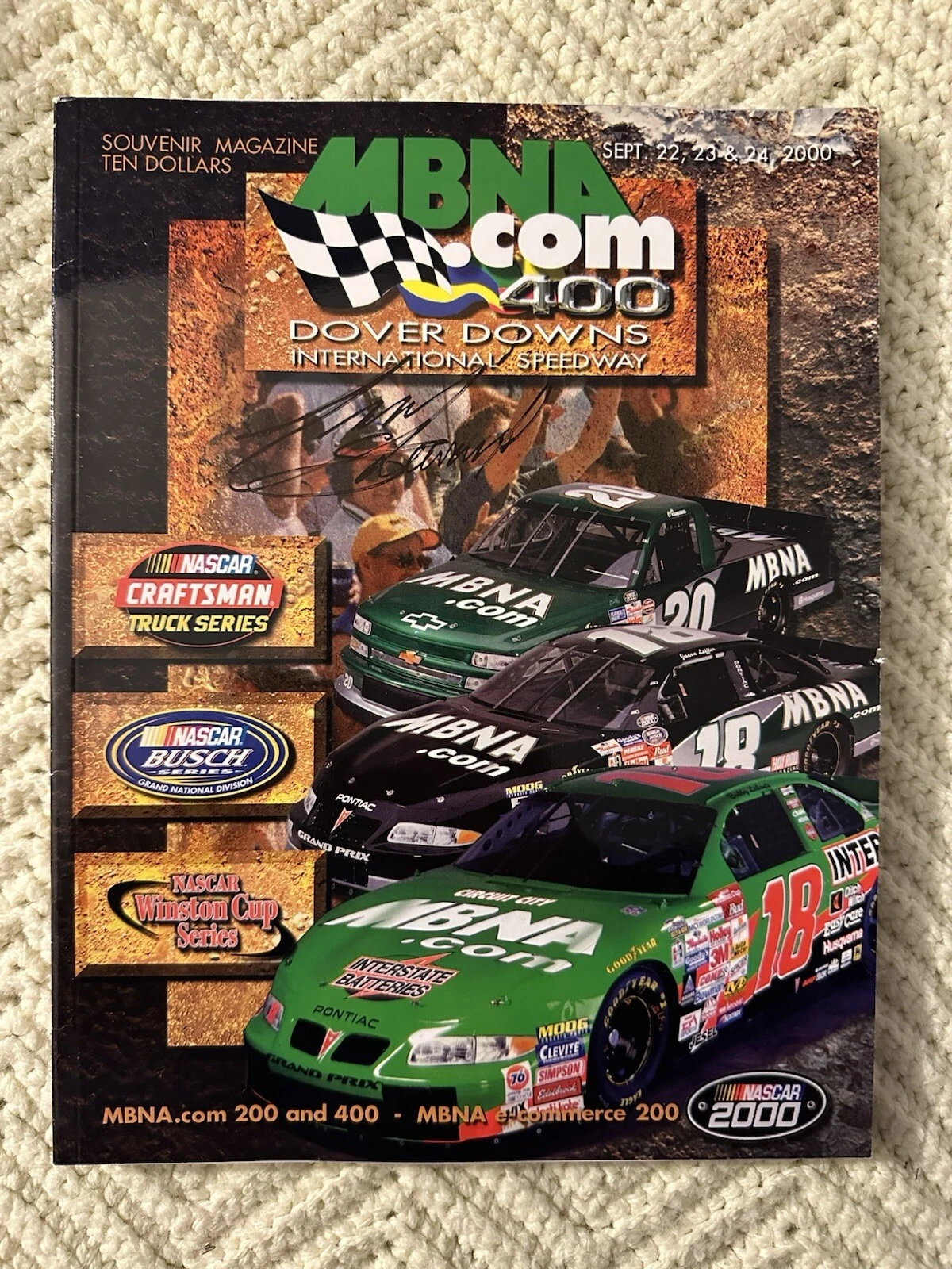 Autographed Tony Stewart Signed Dover 400 2000 Program Magazine NASCAR Win