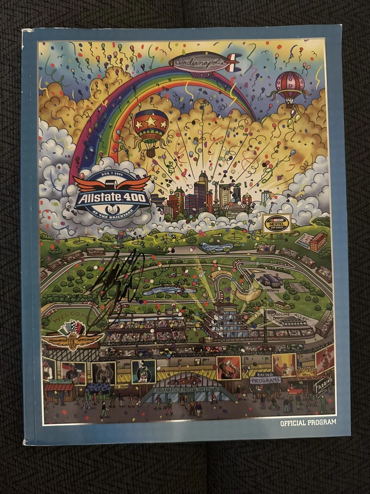 2005 BRICKYARD 400 SIGNED PROGRAM WINNER TONY STEWART UNUSED NEW NASCAR AUTO COLLECTIBLE MEMORABILIA