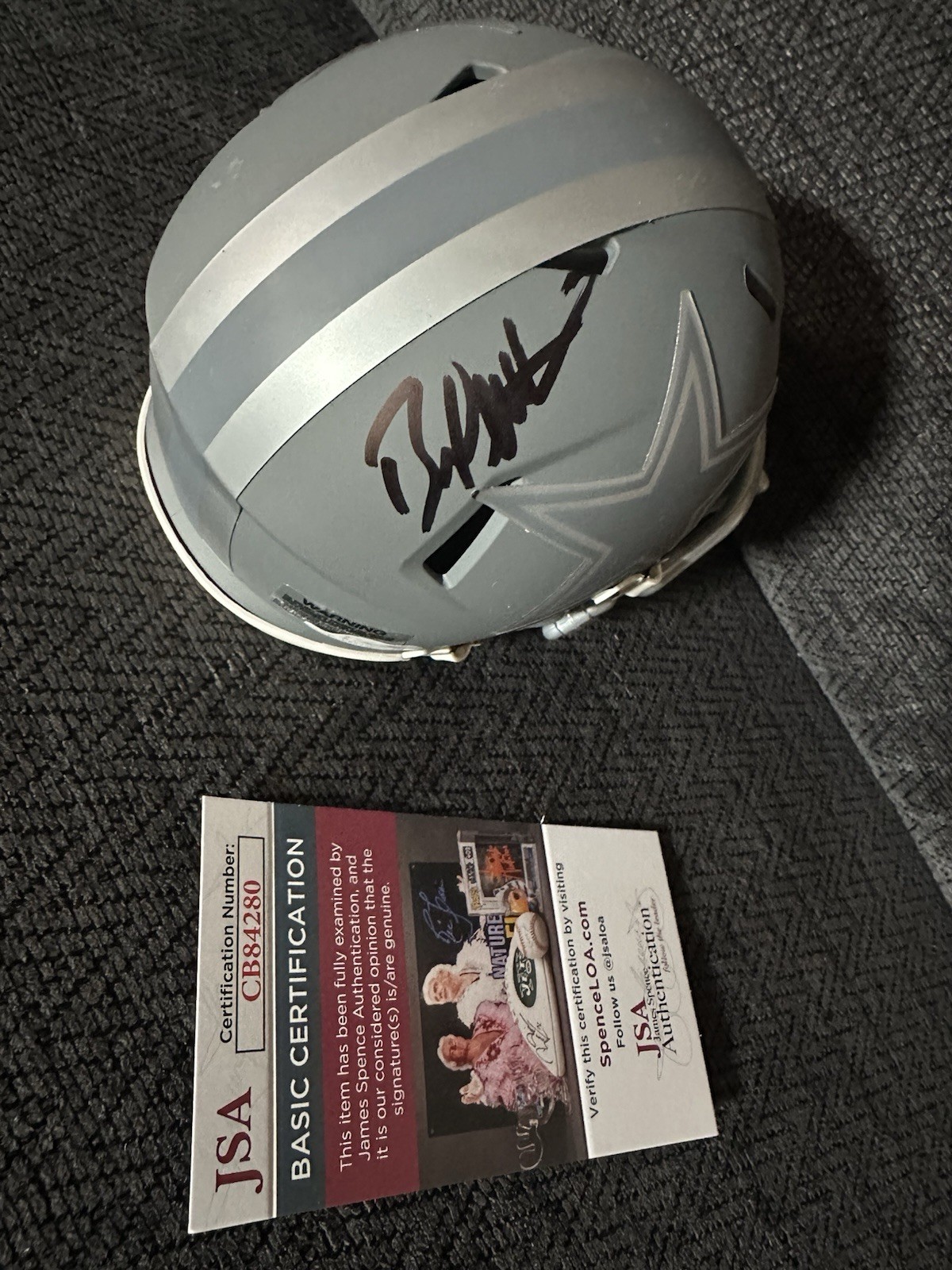 Brian Schottenheimer Signed Slate Mini Helmet JSA Authenticated COA Cowboys