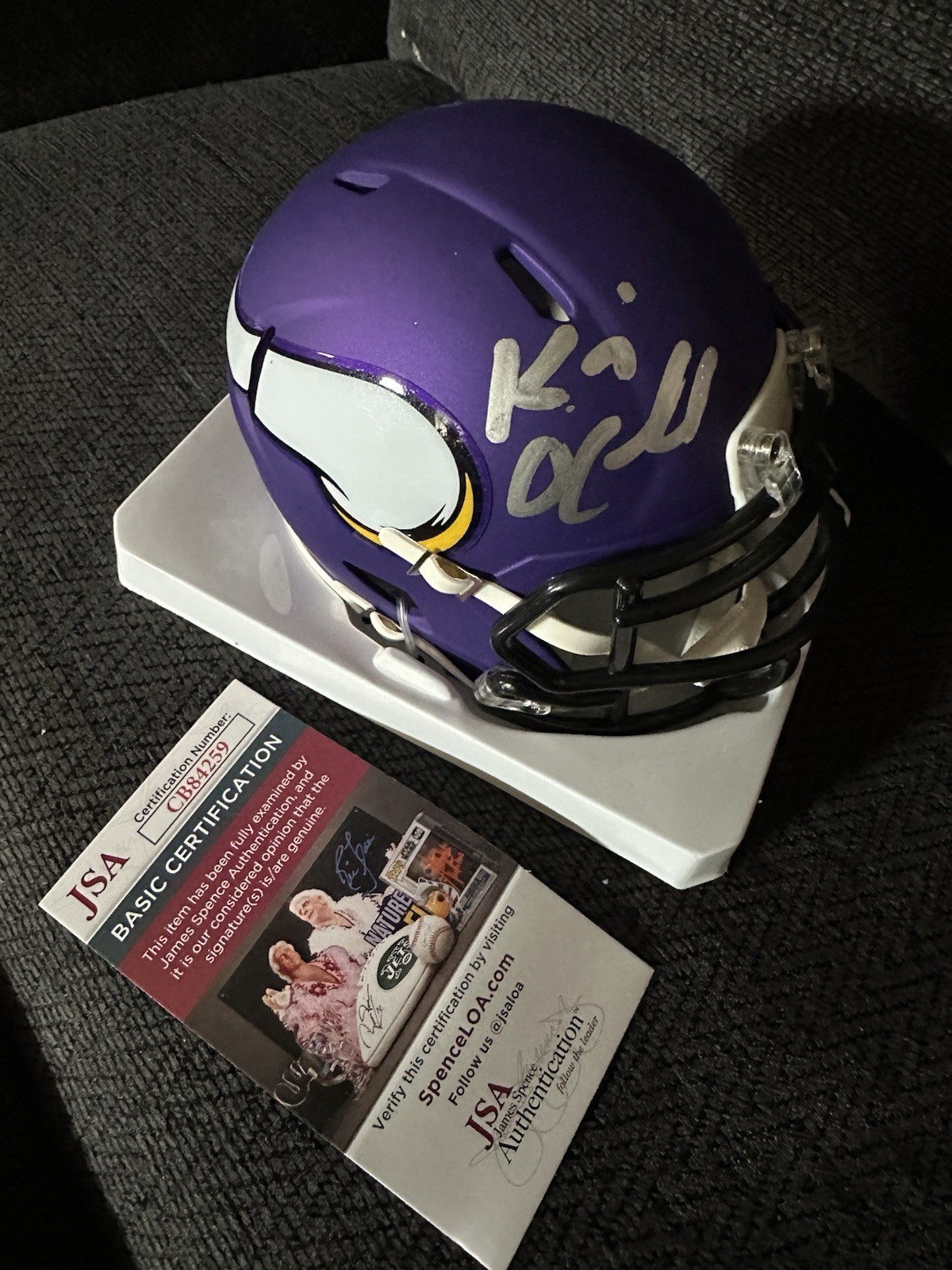 Kevin O'Connell Signed Mini Helmet Minnesota Vikings JSA Authentication COA