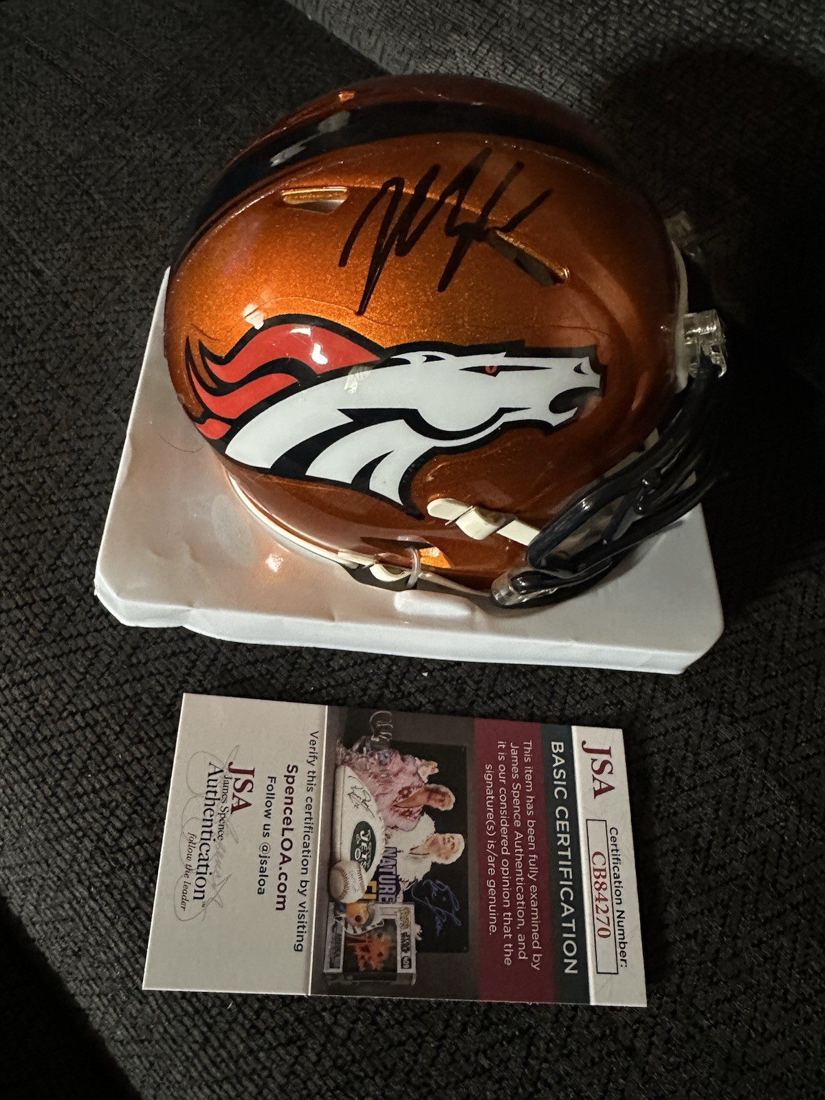 John Lynch Signed Denver Broncos Mini Helmet JSA Authentication COA