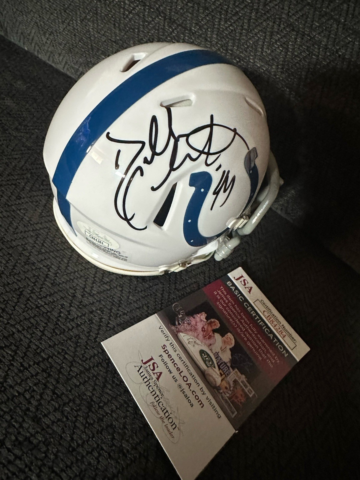 Dallas Clark Signed Indianapolis Colts Mini Helmet JSA Authentication COA