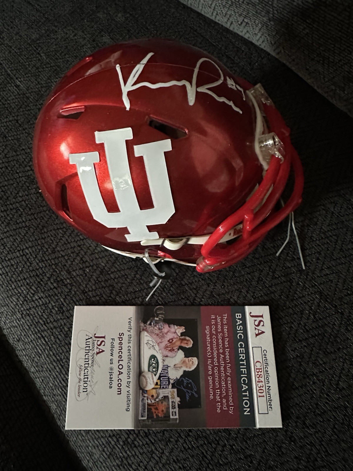 Kurtis Rourke Signed Indiana Hoosiers Mini Helmet JSA Authentication COA