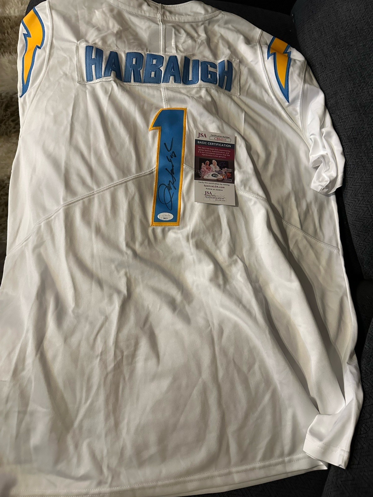 Jim Harbaugh SIGNED St John's Chargers Jersey Stitched XL JSA Authentication COA