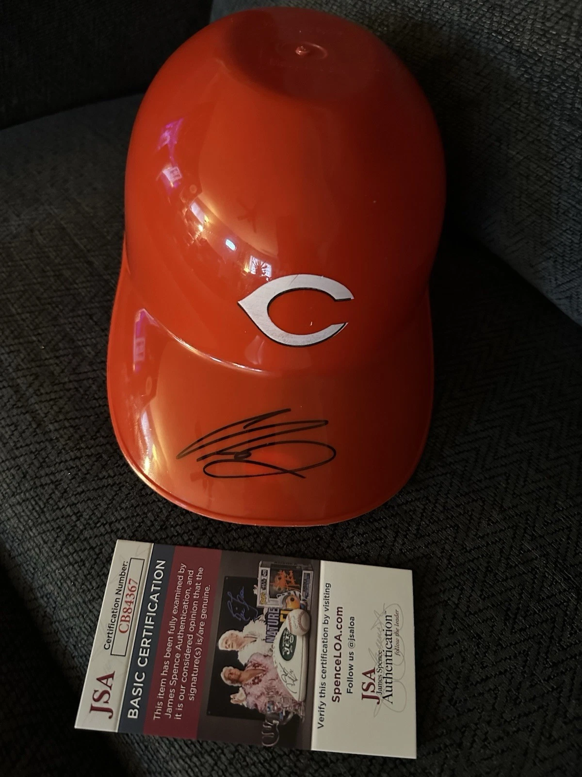 Chase Burns Signed Replica Helmet Cincinnati Autographed JSA Authentication COA