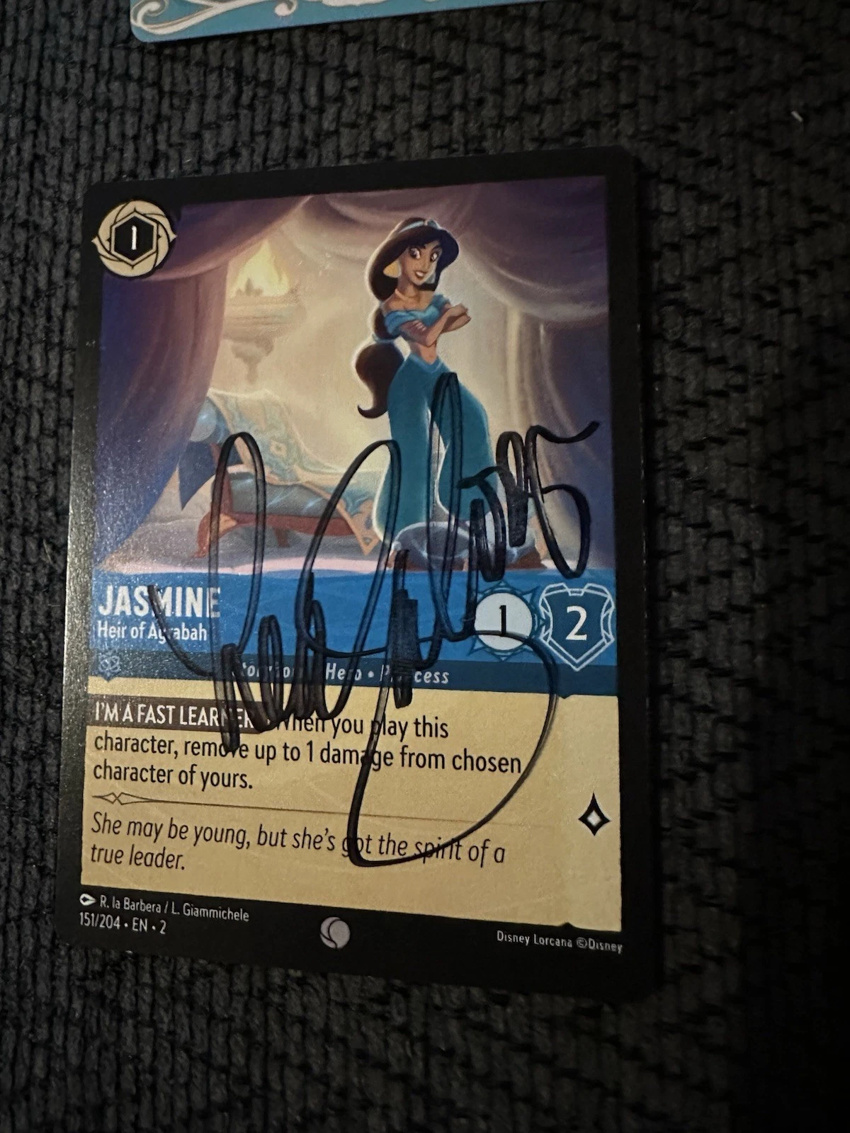Lea Salonga Signed Trading Card Disney Jasmine Aladdin