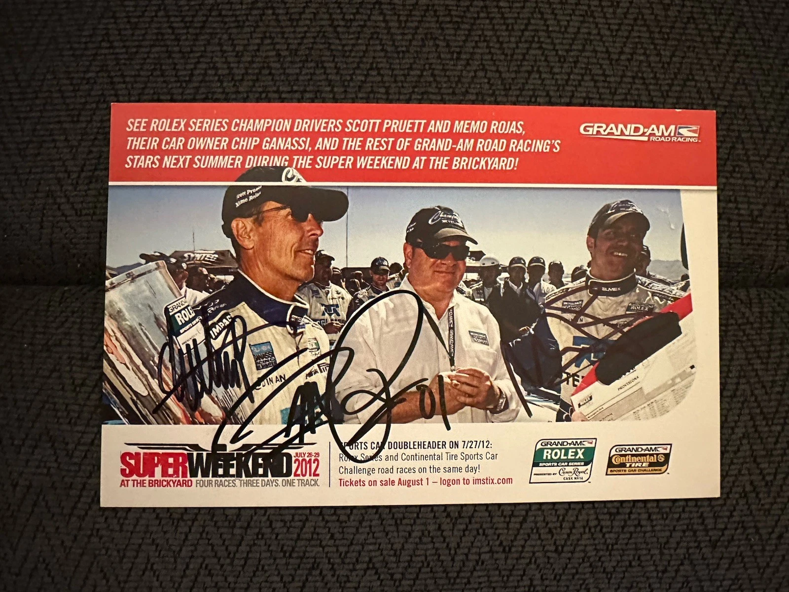 Scott Pruett Memo Rojas Chip Ganassi Signed Promo Hero Card IMSA Racing
