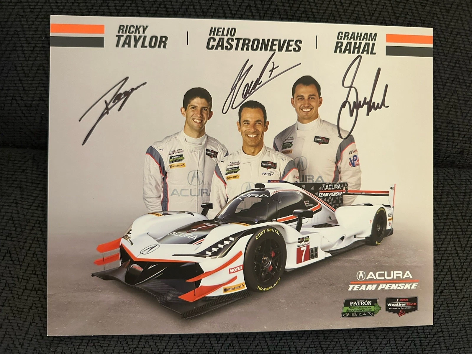 Helio Castroneves Ricky Taylor Graham Rahal Signed Promo Hero Card IMSA Racing