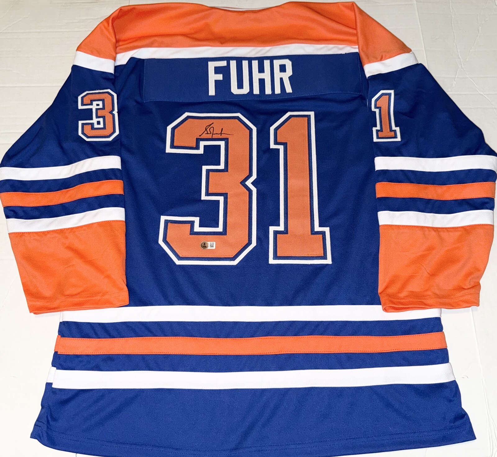 Grant Fuhr Edmonton Oilers signed Custom jersey autographed Beckett Witnessed