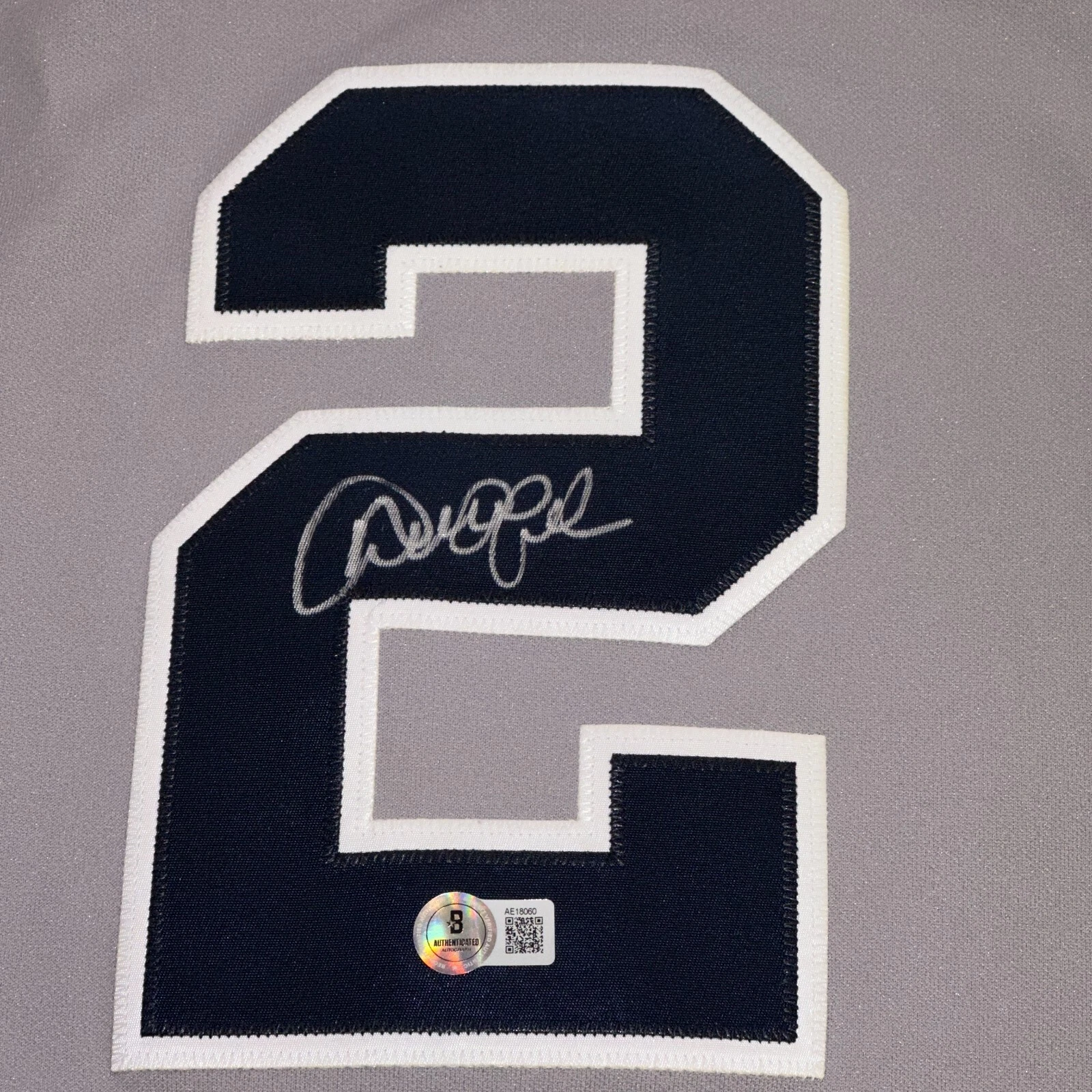 DEREK JETER Signed NY Yankees Majestic AUTHENTIC JERSEY w/ 2014 PATCH BAS LOA