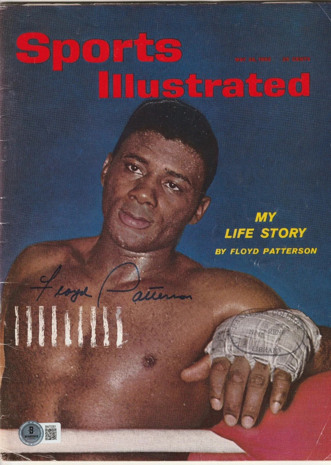 FLOYD PATTERSON Signed 5/28/62 SPORTS ILLUSTRATED Magazine Beckett Auth (BAS)